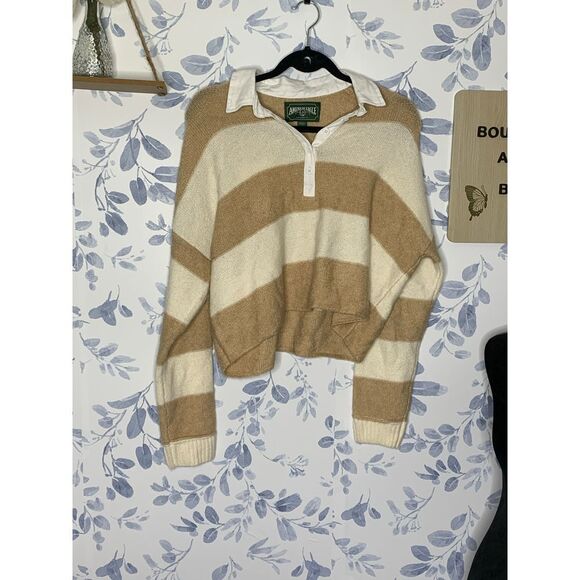 American Eagle Striped Long Sleeve Polo NWT - Picture 2 of 8